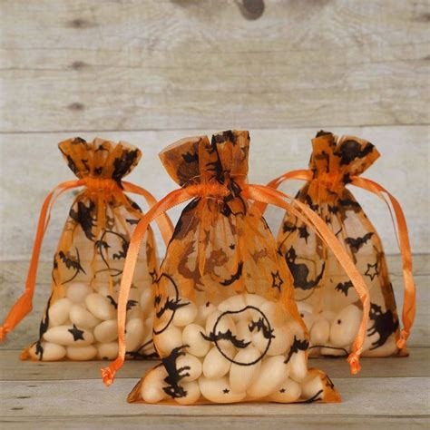 4x6" Orange Halloween Themed Organza Bags - 10 Pack | eFavorMart ...