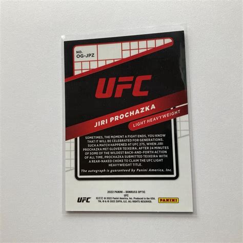 Jiri Prochazka Panini Donruss Optic Ufc Opti Graphs Autographed