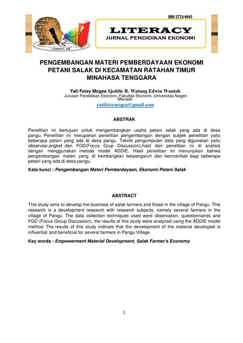 PDF PENGEMBANGAN MATERI PEMBERDAYAAN EKONOMI PETANI SALAK DI DESA