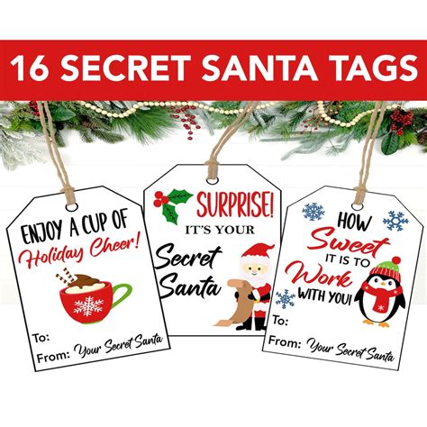 Secret Santa Gift Tags Printable Secret Santa Questionnaire Work