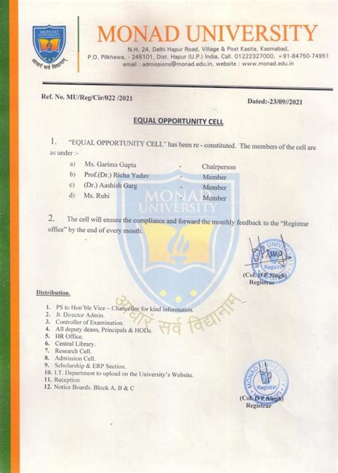 Equal Opportunity Cell | Monad University