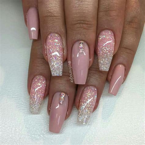 Pin By On Pink Glitter Nails Pink Acrylic