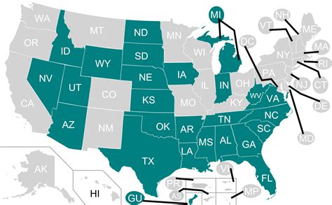 Current Right To Work States Map United States Map