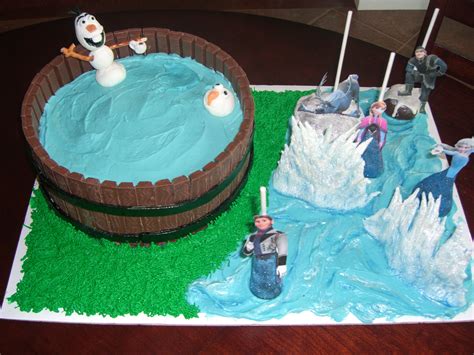 Olaf Friend In A Kit Kat Hot Tub Cake Elsa Protecting Anna Kristoff Sven From Hans
