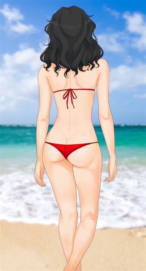 Takemi Kaoru Tanamachi Kaoru Amagami Highres 1girl Ass Beach Bikini Black Hair Butt