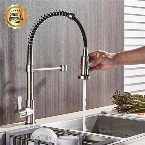 Torneira Gourmet P Cozinha Gua Fria Bancada Flex Vel Luxo Slb