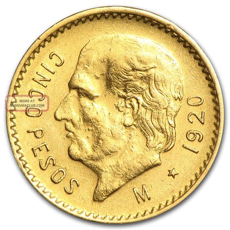 1920 Mexican Gold 5 Pesos Coin - Au/bu - Sku 34987