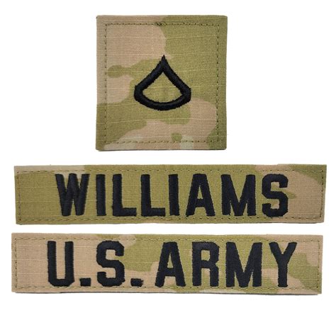 3 Piece Set - U.S. Army OCP Name Tape & Rank - 3 Color OCP