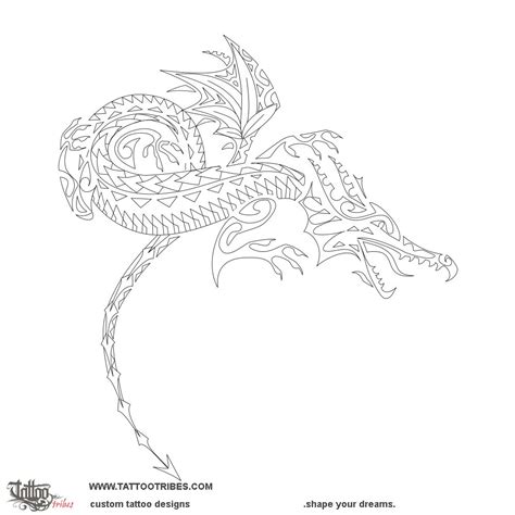 Knucker (Water dragon) knucker dragon original Polynesian tattoo design