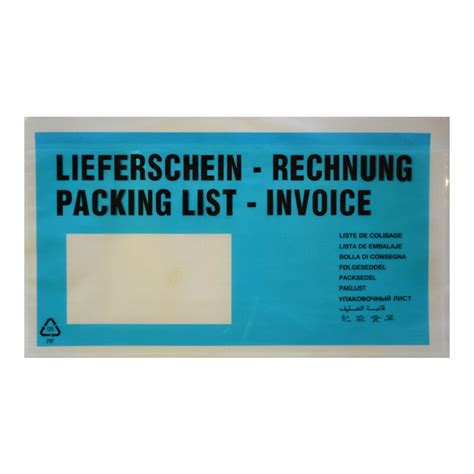 Lieferscheintaschen Din Lang T Rkis Bb Verpackungen