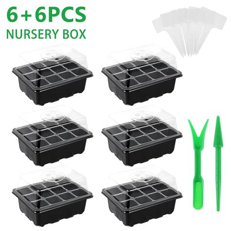 Fohil Pack Seed Trays Seedling Starter Tray Humidity Adjustable