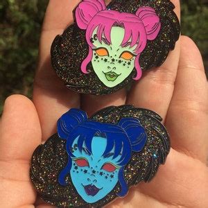 Space Babe Alien Pin Etsy
