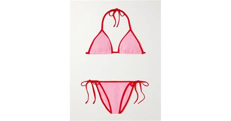 Hunza G Gina Seersucker Bikini In Red Lyst
