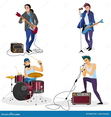 Cartoon Rock Singer With Microphone Vector Illustration Cartoondealer