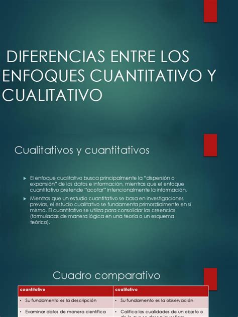 Diferencias Entre Los Enfoques Cuantitativo Y Cualitativo Teoría