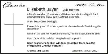 Traueranzeigen Von Elisabeth Bayer Schwaebische De Trauerportal