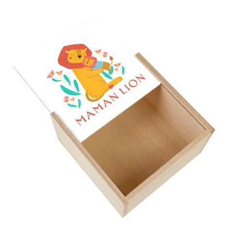 Boite Coffret En Bois Reine Maman Lion Dessin Illustration Savane