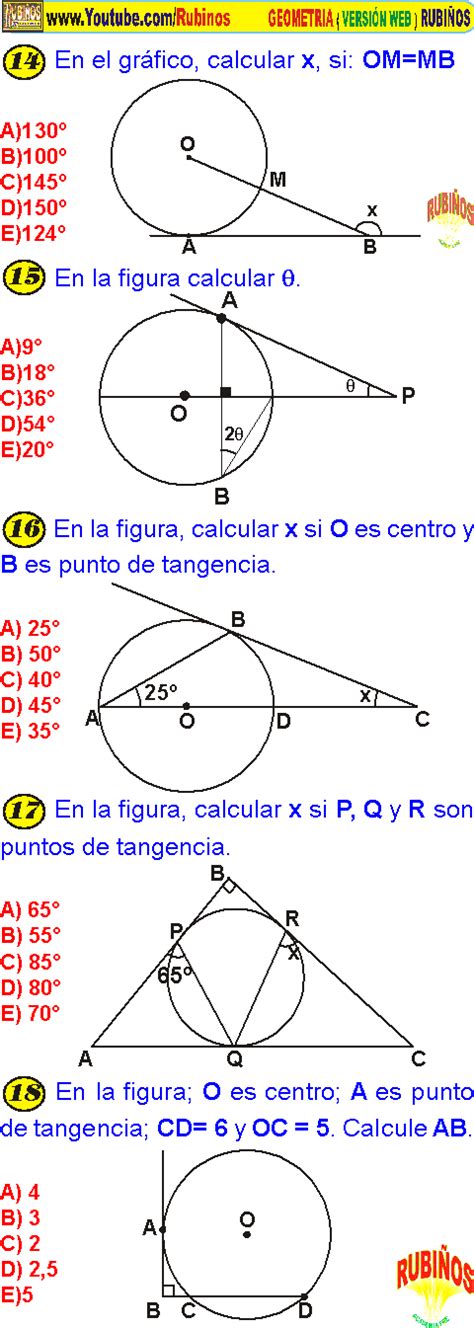 CIRCUNFERENCIA EJERCICIOS RESUELTOS DE GEOMETRÍA PREUNIVERSITARIA PDF