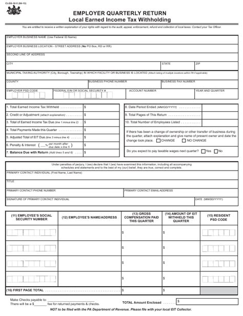 Local Pa Resident Income Tax Withholding Form Withholdingform