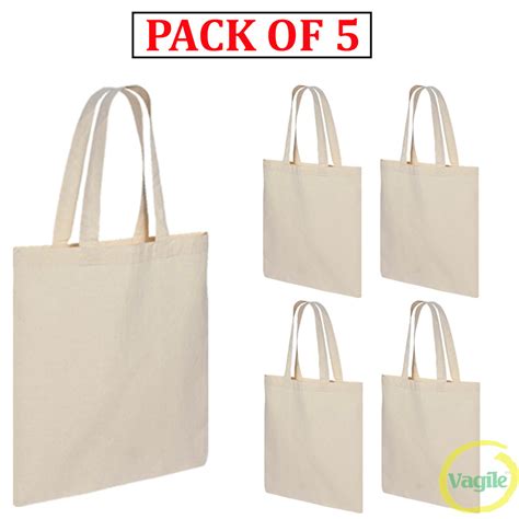 Pack Of Cotton Tote Shopping Bags Plain Eco Friendly Cm X Cm