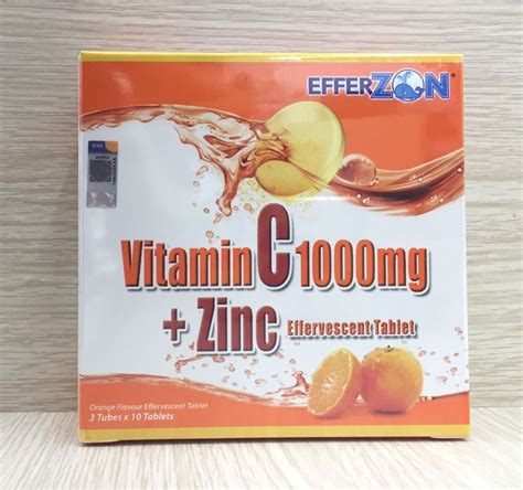 [ty Pharmacy] Efferzon Vitamin C 1000mg Zinc Effervescent Tablet 3x10 S Lazada