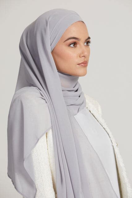 Light Grey Instant Hijab Ready To Wear Chiffon Hijab