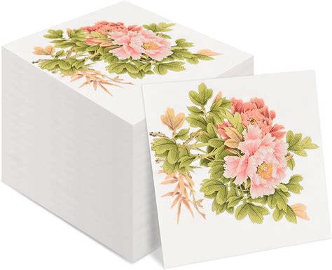 100 Pcs Floral Paper Napkins Disposable 2 Ply Watercolor Flower Napkins Elegant