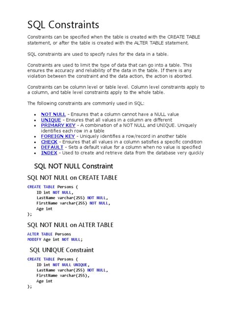 Constraints In Mysql Pdf Relational Database Database Index