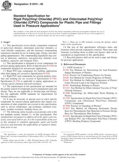 Astm D Standard Specification For Rigid Poly Vinyl Chloride 44250 Hot
