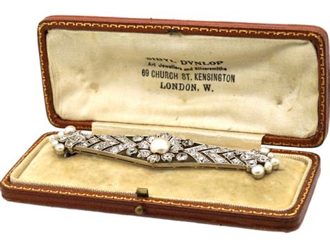 Early 20th Century 18ct White Gold Diamond Natural Pearl Brooch By