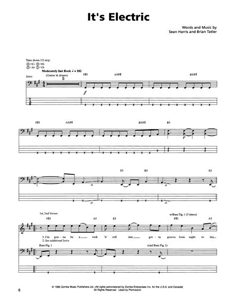 It S Electric Sheet Music Metallica Bass Guitar Tab