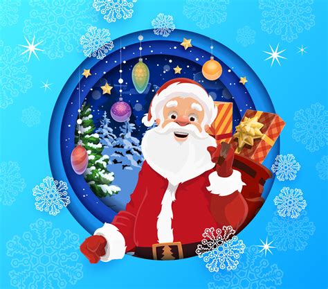 Christmas paper cut banner, cartoon Santa, gifts 14662951 Vector Art at ...