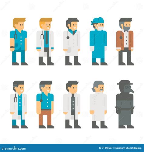 Flat Design Doctor Uniform Set Stock Vector - Illustration of white ...