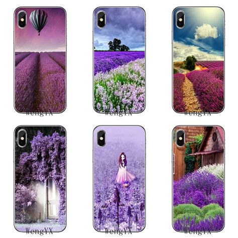 Purple Lavender Flower Slim Silicone Tpu Soft Phone Cover Case For Apple Iphone X Xr Xs Max 8 7