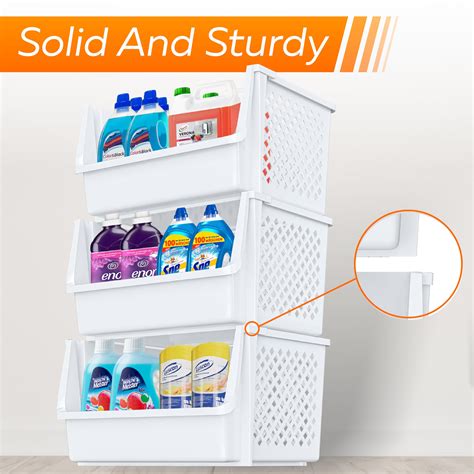 Skywin Large Plastic Stackable Storage Bins For Pantry