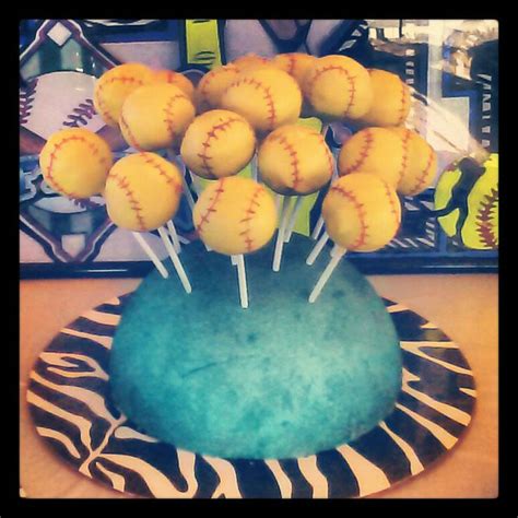 Softball Cake Pops My First Ever Cake Popsdont Judge Lol