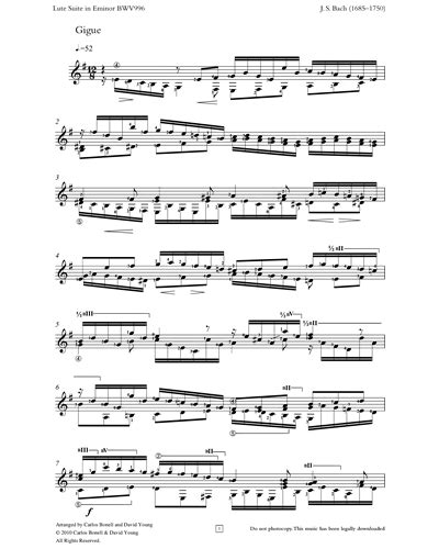 Gigue From Lute Suite In E Minor Bwv Sheet Music By Johann