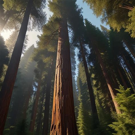 Premium Photo A Towering Redwood Tree Generative Ai