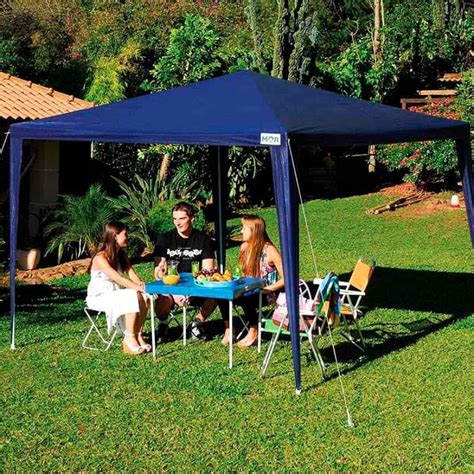 Tenda Praia Gazebo X Azul Mor Barraca Camping C Sacola R