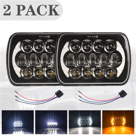 Pair 400W 7x6 5x7 LED Headlight Hi Lo Beam DRL For Chevrolet Jeep