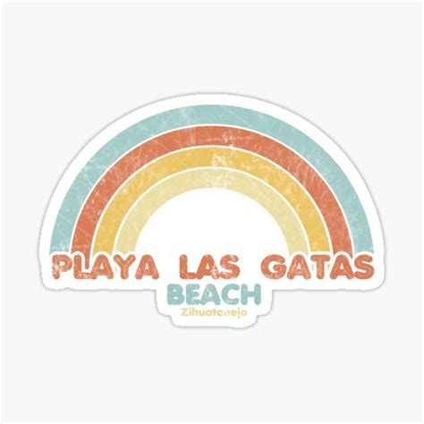 A Sticker With The Words Playa Del Amor Beach And A Rainbow On It