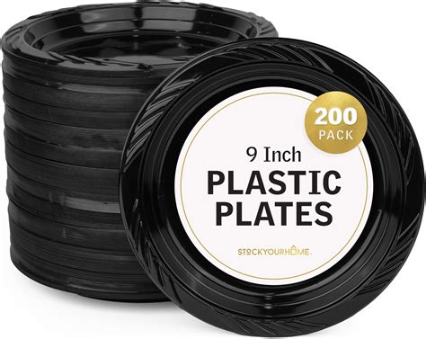 Ziliny 100 Pieces Black Plastic Plates 7 Inch 9 Inch