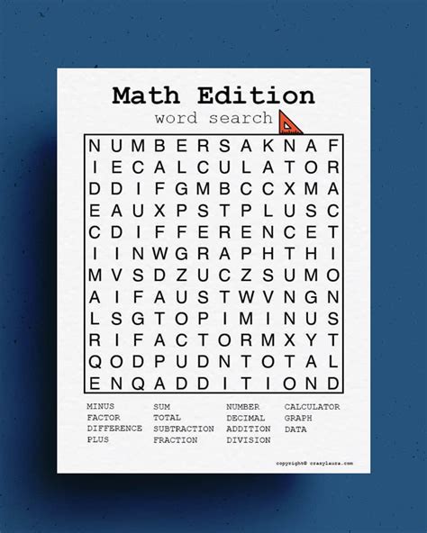 Free Math Word Search Printable Games Pdf Sheets Crazy Laura