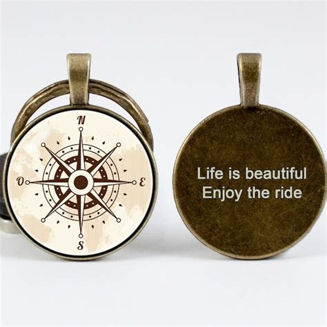 Engraved Compass Keychain Etsy