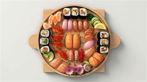 Premium AI Image | A plate of sushi with different types of sushi