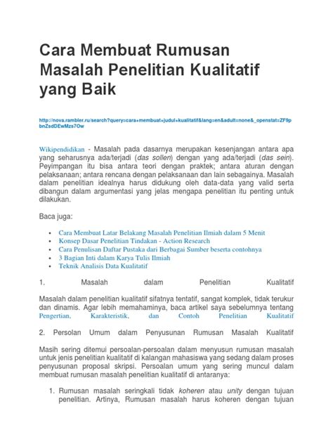 Contoh Rumusan Masalah Dan Cara Membuat Yang Benar Lengkap Riset