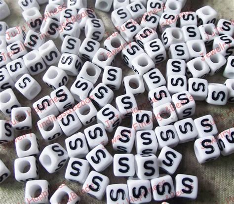 Pcs Lot Acrylic Single Alphabet Letter S Cube Beads Diy Loose Beads