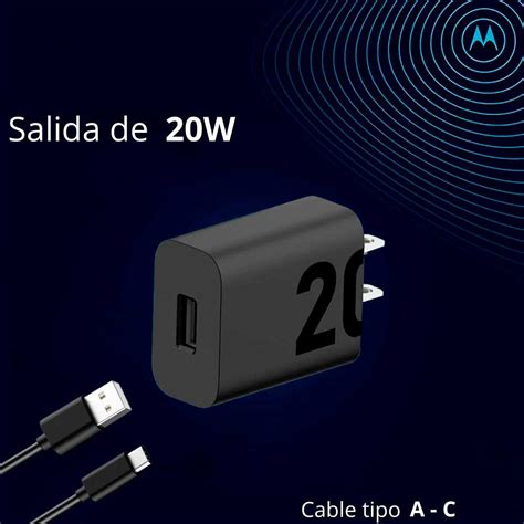 Motorola Cargador Original 20W Turbopower Cable USB A C Negro ACCMOVIL