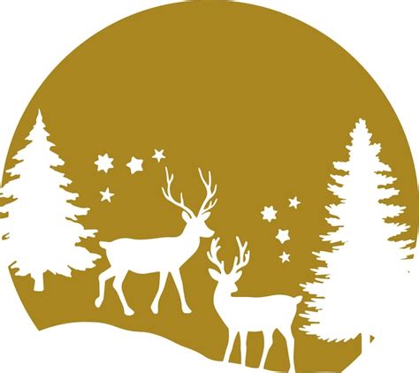 Premium Vector Christmas Deer Christmas Landscape Illustration