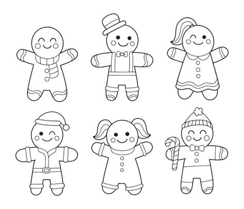 Four Cartoon Dolls Are Shown In Black And White